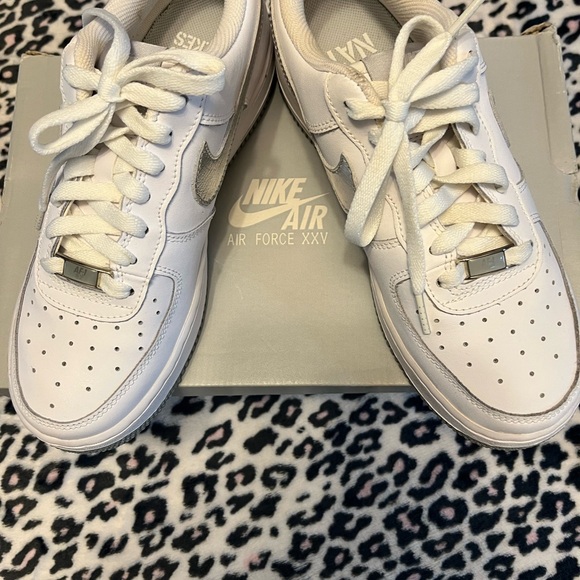 Nike Shoes - Nike Air Force XXV White and Silver Sneakers
